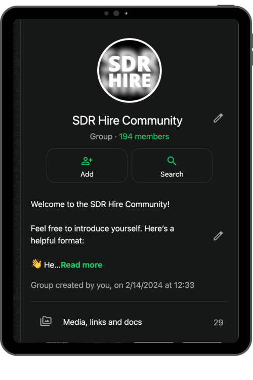 SDR HIRE COMMUNITY
